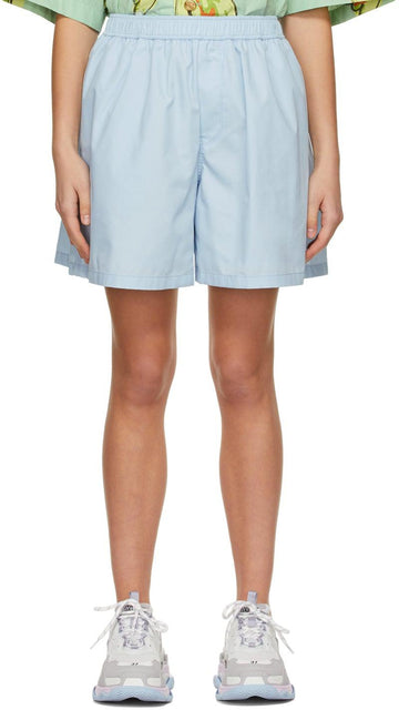 We11done Blue Logo Patch Shorts - We11done Blue Logo Patch Short - Blue Logo Patch Shorts