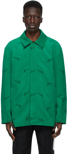 We11done Green Velvet Logo Shirt - Chemise de logo Velvet vert We11Done - 녹색 벨벳 로고 셔츠
