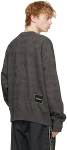 We11done Grey Graffiti Graphic Sweatshirt