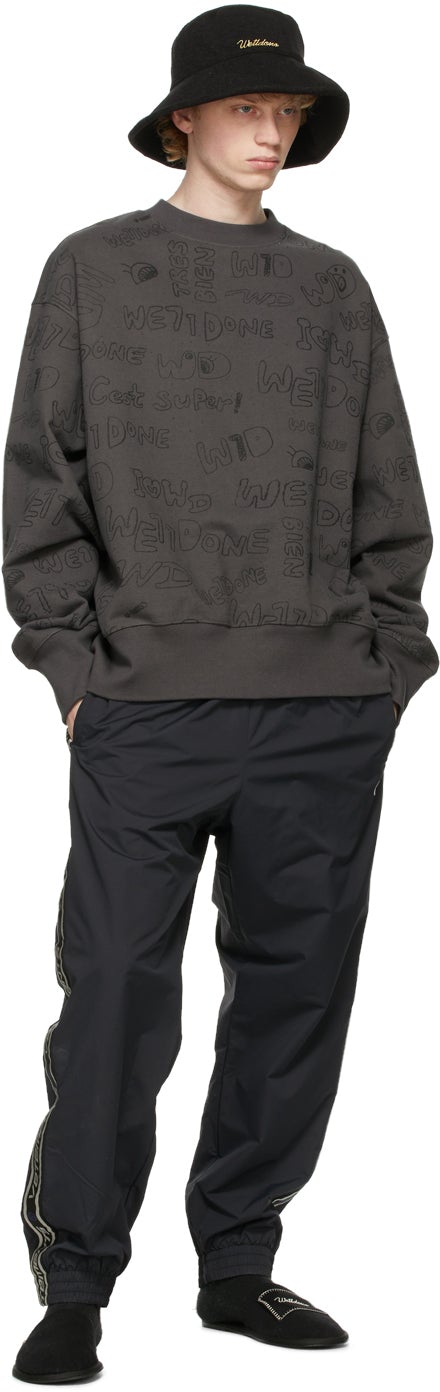 We11done Grey Graffiti Graphic Sweatshirt