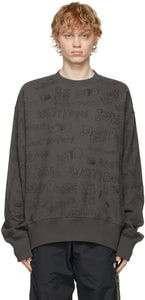 We11done Grey Graffiti Graphic Sweatshirt - WE11Done Graffiti Graffiti Sweat-shirt graphique - We11done 그레이 낙서 그래픽 스웨터