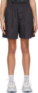 We11done Grey Logo Patch Shorts - We11Done Grey Logo Patch Short - 회색 로고 패치 반바지 우리는 111done
