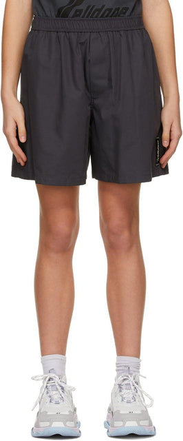 We11done Grey Logo Patch Shorts - We11Done Grey Logo Patch Short - 회색 로고 패치 반바지 우리는 111done