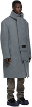 We11done Grey Wool Collarless Scarf Coat