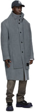 We11done Grey Wool Collarless Scarf Coat