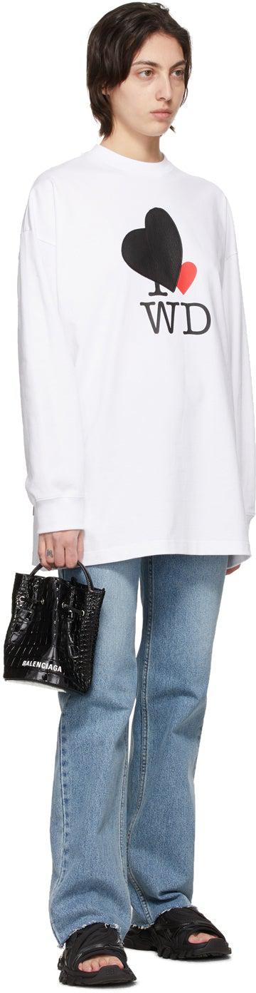 We11done White Heart Patch Long Sleeve T-Shirt