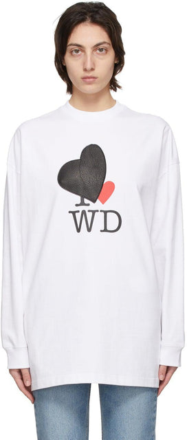 We11done White Heart Patch Long Sleeve T-Shirt - We11done T-shirt à manches longues de coeur blanc - We11done 화이트 하트 패치 긴 소매 티셔츠
