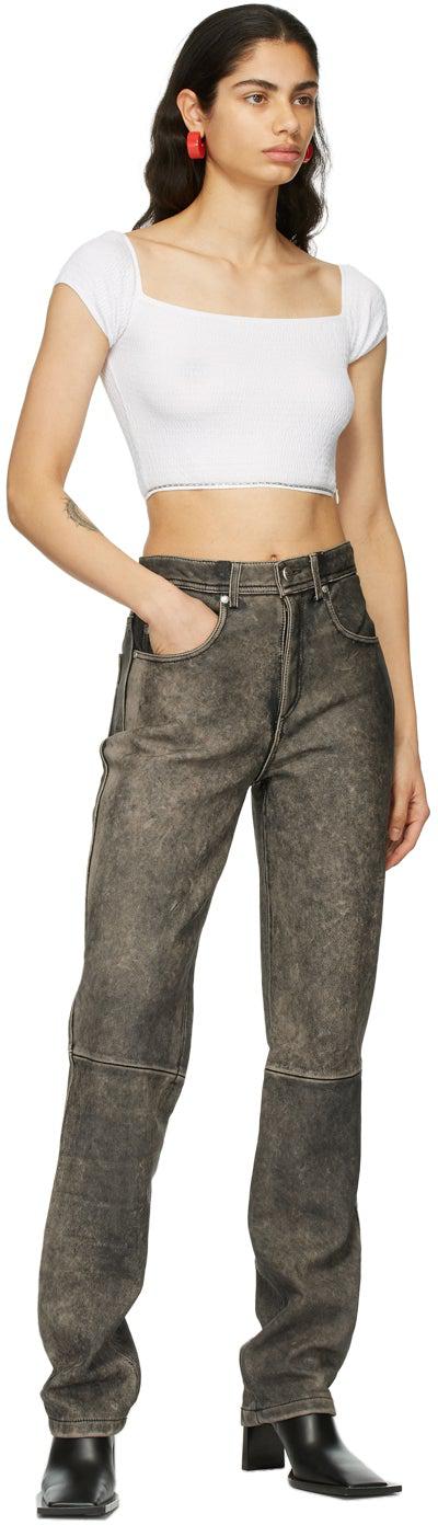 We11done White Knit Off-The-Shoulder T-Shirt