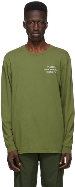 Western Hydrodynamic Research SSENSE Exclusive Green Uniform Long Sleeve T-Shirt - Recherche hydrodynamique occidentale SSense T-shirt à manches longues exclusive d'uniforme vert exclusif - 서부 유체 역학 연구 Ssense 독점 녹색 균일 한 긴 소매 티셔츠