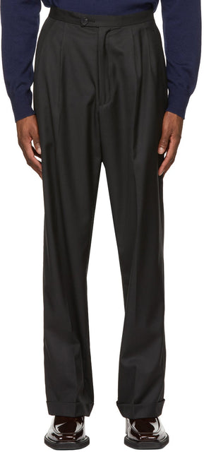 Winnie New York Black Wool Pleated Trousers - Winnie New York Pantalon plissé en laine noire - Winnie 뉴욕 검은 양모 주름진 바지