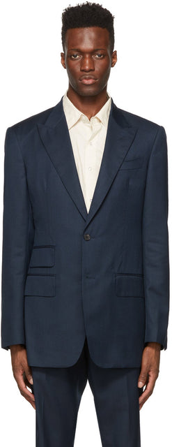 Winnie New York Navy Peak Lapel Blazer - Winnie New York Navy Peak Lapel Blazer - Winnie 뉴욕 네이비 피크 옷깃 블레이저
