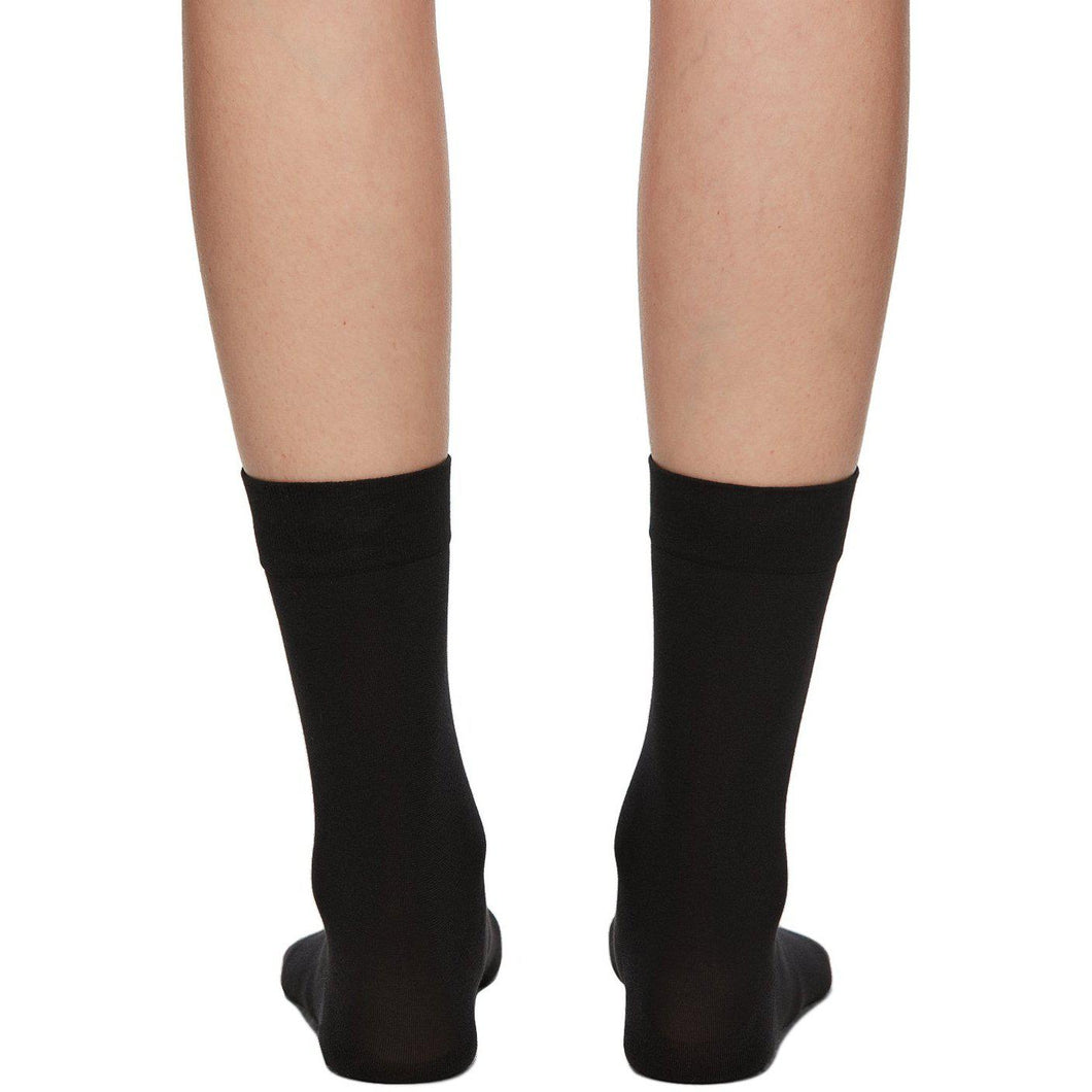 Wolford Black Cotton 80 Socks - Wolford Black Cotton 80 chaussettes - Wolford 검은 코튼 80 양말