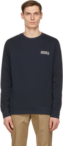 Wood Wood Navy Hugh Info Sweatshirt - Sweat-shirt Info de Wood Wood Wood Hugh - 나무 나무 해군 휴즈 스웨터