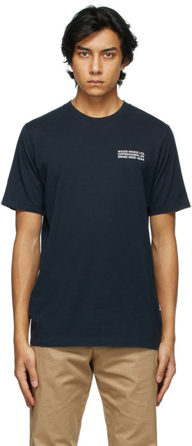 Wood Wood Navy Info Sami T-Shirt - Bois bois marine info sami t-shirt - 나무 나무 네이비 정보 사미 티셔츠