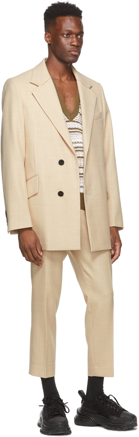 Wooyoungmi Beige One Pleat Trousers