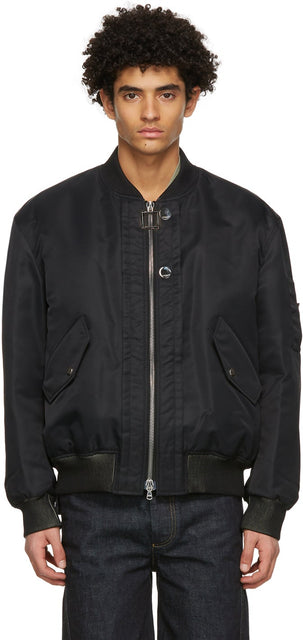 Wooyoungmi Black Double Layer MA-1 Bomber Jacket - Veste de bombardière MA-1 de Wooyoungmi Noir - Wooyoungmi 블랙 더블 레이어 MA-1 폭격기 재킷