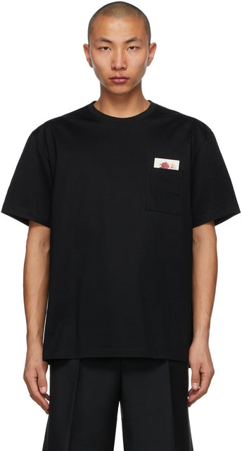 Wooyoungmi Black Floral Pocket T-Shirt - T-shirt de poche floral noir Wooyoungmi - Wooyoungmi 블랙 플로랄 포켓 티셔츠