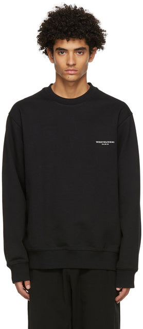 Wooyoungmi Black Square Patch Sweatshirt - Sweat-shirt de patch carré noir Wooyoungmi - Wooyoungmi 블랙 스퀘어 패치 스웨터