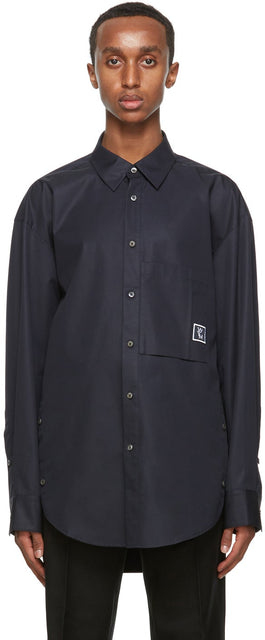 Wooyoungmi Navy Logo Shirt - Chemise de logo Navy Wooyoungmi - Wooyoungmi 해군 로고 셔츠