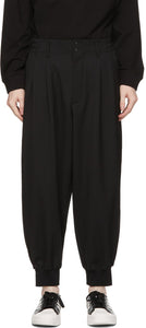 Y-3 Black Refined Wool Cuff Trousers - Pantalon de bronzage en laine raffiné Y-3 - Y-3 검은 색 세련된 양모 커프 바지