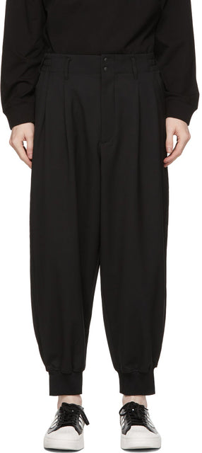 Y-3 Black Refined Wool Cuff Trousers - Pantalon de bronzage en laine raffiné Y-3 - Y-3 검은 색 세련된 양모 커프 바지
