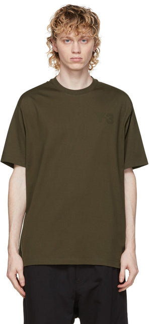 Y-3 Khaki Classic Logo T-Shirt - T-shirt de logo classique Y-3 Khaki - Y-3 Khaki 클래식 로고 티셔츠