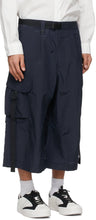 Y-3 Navy Seersucker Brace Sporty Trousers