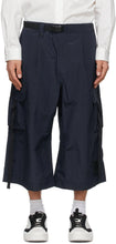 Y-3 Navy Seersucker Brace Sporty Trousers - Y-3 Navy Sersurker Brace Pantalons sportifs - Y-3 해군 Seersucker Brace 스포티 한 바지