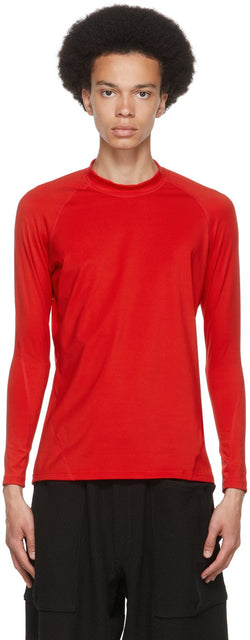 Y-3 Red Rash Guard Long Sleeve T-Shirt - T-shirt à manches longues d'éruption rouge Y-3 - Y-3 붉은 발진 가드 긴 소매 티셔츠