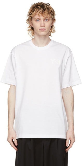 Y-3 White Classic Chest Logo T-Shirt - T-shirt de logo de coffre classique Y-3 blanc - Y-3 화이트 클래식 가슴 로고 티셔츠