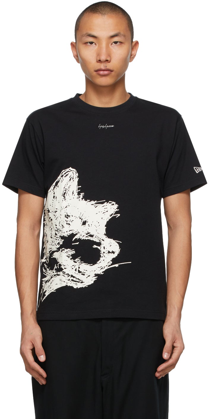 Yohji Yamamoto Black New Era Edition Dog Print T-Shirt - YOHJI YAMAMOTO NOIR NOUVELLE ERA EDI EDITION T-shirt imprimé chien - yohji 야마모토 블랙 새로운 시대 에디션 개 인쇄 티셔츠