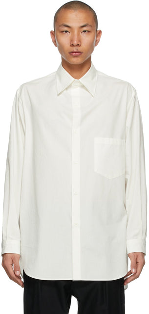 Yohji Yamamoto Off-White K-Broad Hem Shirt - Yohji Yamamoto Chemise oil k-large blanc blanc - yohji 야마모토 오프 화이트 k-broad 헴 셔츠