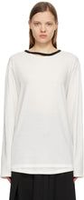 Yohji Yamamoto White Contrast Long Sleeve T-Shirt - Yohji Yamamoto T-shirt à manches longues de contraste blanc - Yohji 야마모토 화이트 콘트라스트 긴 소매 티셔츠