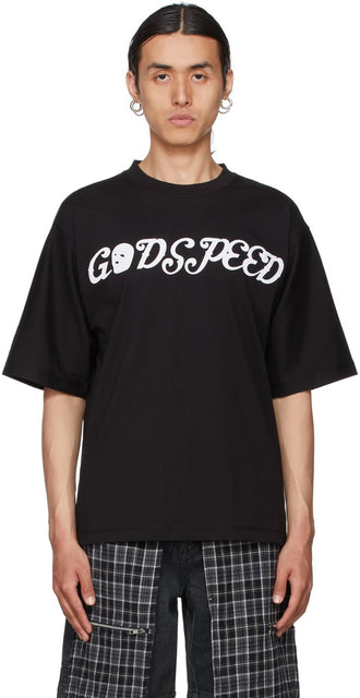 Youths in Balaclava Black 'Godspeed' Graphic T-Shirt - Jeunesse à Balaclava Black 'Godspeed' T-shirt graphique - Balaclava Black 'Godspeed'그래픽 티셔츠의 청소년