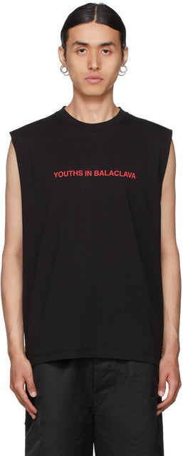Youths in Balaclava Black Logo Sleeveless T-Shirt - Jeunesse à Balaclava Logo Noir T-shirt sans manches - Balaclava 검은 로고 민소매 티셔츠의 청소년