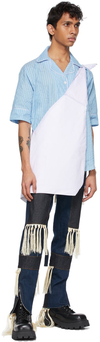 Youths in Balaclava Blue Pajama Short Sleeve Shirt