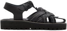 Y's Black Leather Knitted Sandals - Sandales tricotées en cuir noir - Y의 검은 가죽 니트 샌들