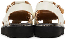 Y's White Leather Knitted Sandals