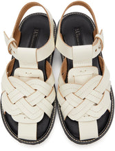 Y's White Leather Knitted Sandals