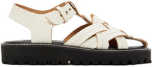 Y's White Leather Knitted Sandals - Sandales tricotées en cuir blanc de Y - Y 's 화이트 가죽 니트 샌들