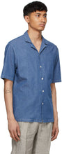 Z Zegna Blue Denim Short Sleeve Shirt