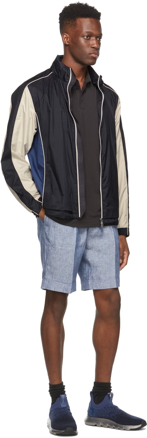 Z Zegna Blue Linen Yarn-Dyed Bermuda Shorts