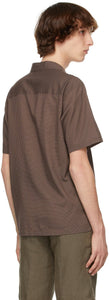 Z Zegna Brown Twill Short Sleeve Shirt