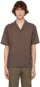 Z Zegna Brown Twill Short Sleeve Shirt - Z zegna chemise à manches courtes en sergé marron - Z Zegna 갈색 능 직물 짧은 소매 셔츠