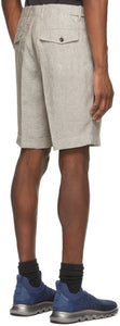 Z Zegna Grey Linen Yarn-Dyed Bermuda Shorts