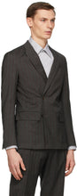 Z Zegna Grey Wool Striped Double-Breasted Blazer