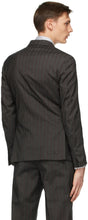 Z Zegna Grey Wool Striped Double-Breasted Blazer