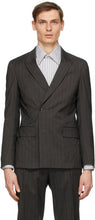 Z Zegna Grey Wool Striped Double-Breasted Blazer - Z Zegna Grey Laine Blazer à double boutonnage à rayures - Z Zegna Gray Wool 스트라이프 더블 브레스트 블레이저