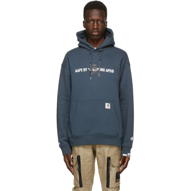 AAPE by A Bathing Ape Grey Fleece Logo Hoodie
