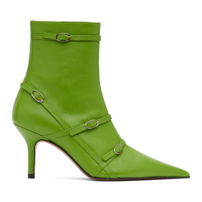 Abra Green Belt Heeled Ankle Boots